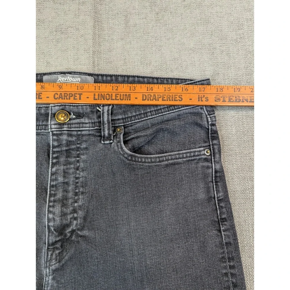 Revtown Jeans Mens 35x31 Black Taper Denim Stretch Medium Wash Pants - Picture 6 of 12